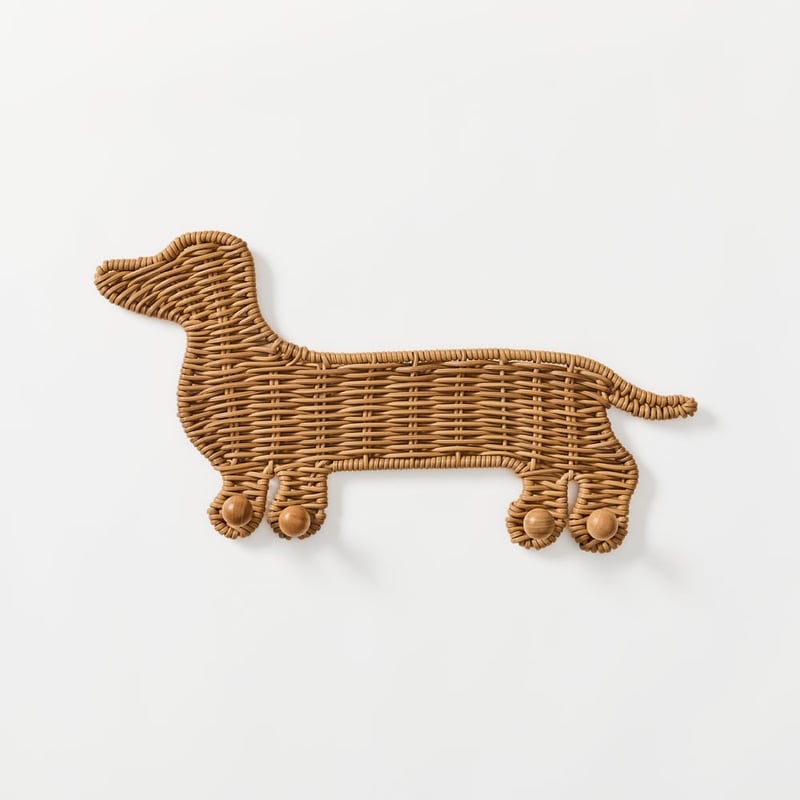 Rattan Dachshund Wall Hook