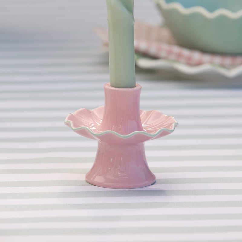 Frill Pink Short Candleholder