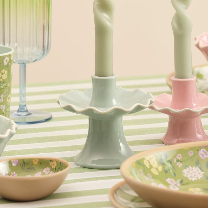 Frill Sage Tall Candleholder