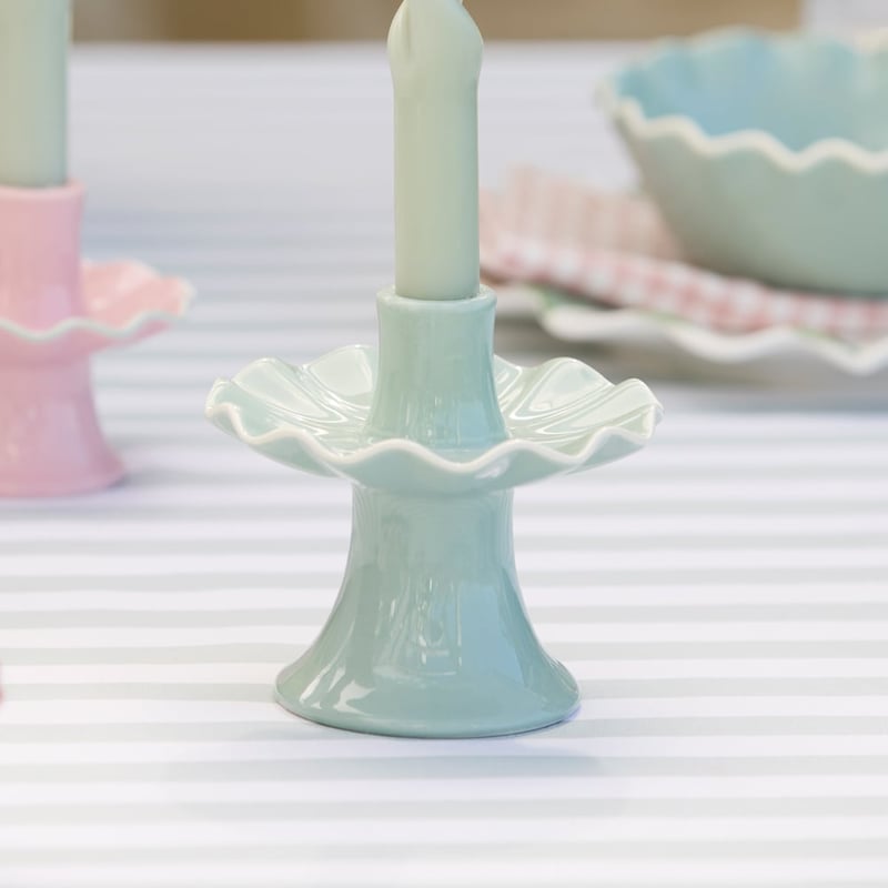 Frill Sage Tall Candleholder