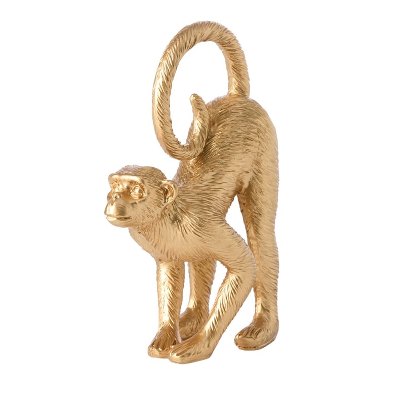 Gold Monkey Crouching Sculpture