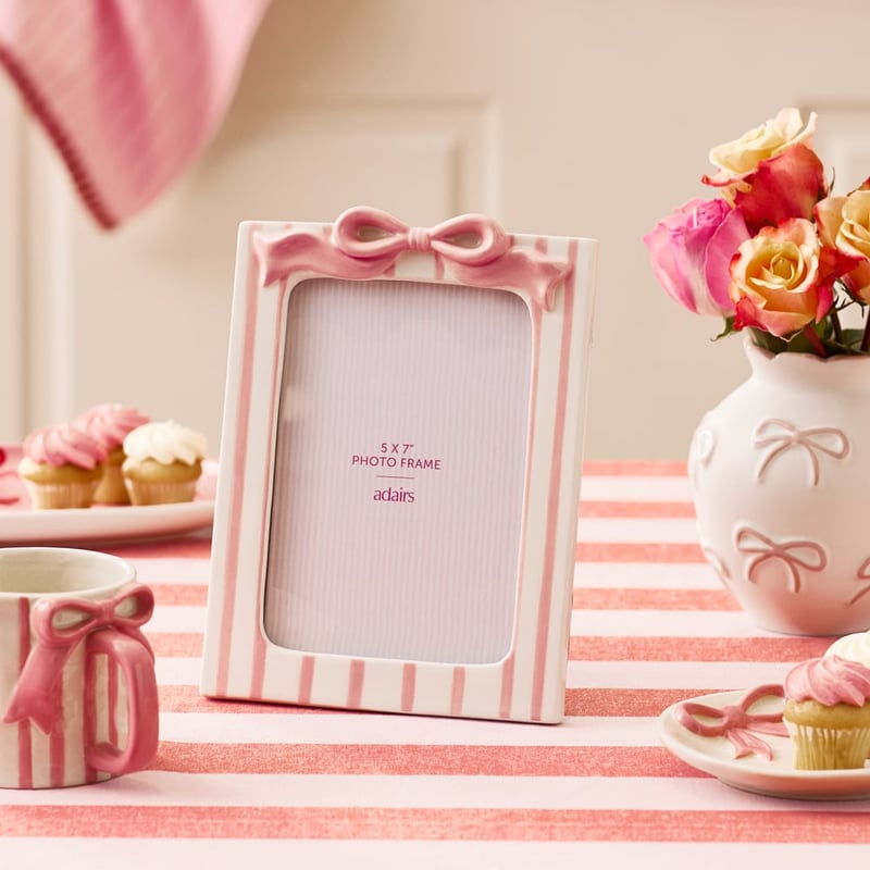Bow Pink & White Photo Frame