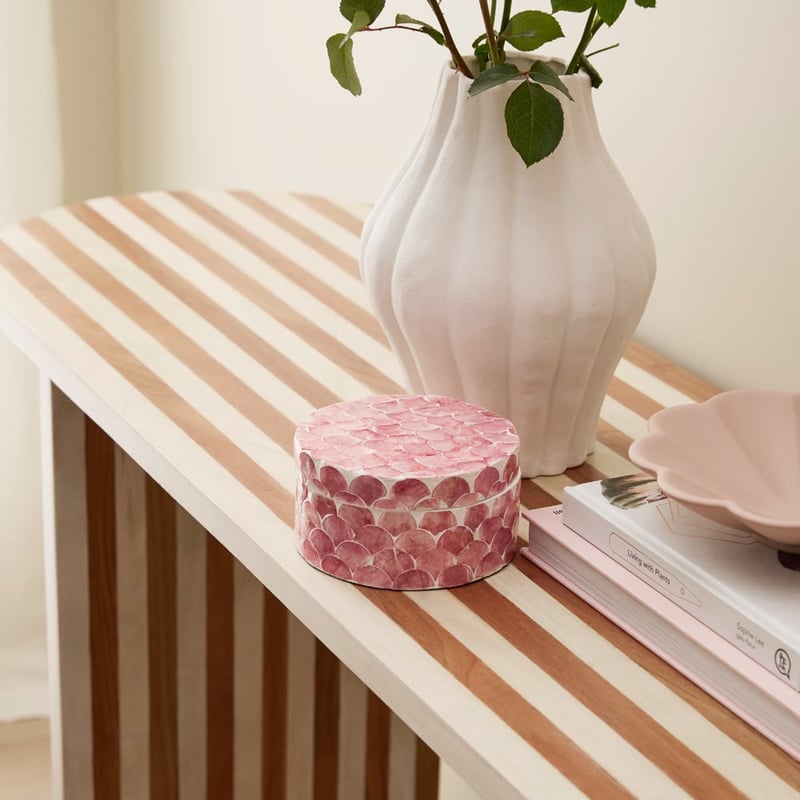 Sicily Raspberry Tile Capiz Trinket Box