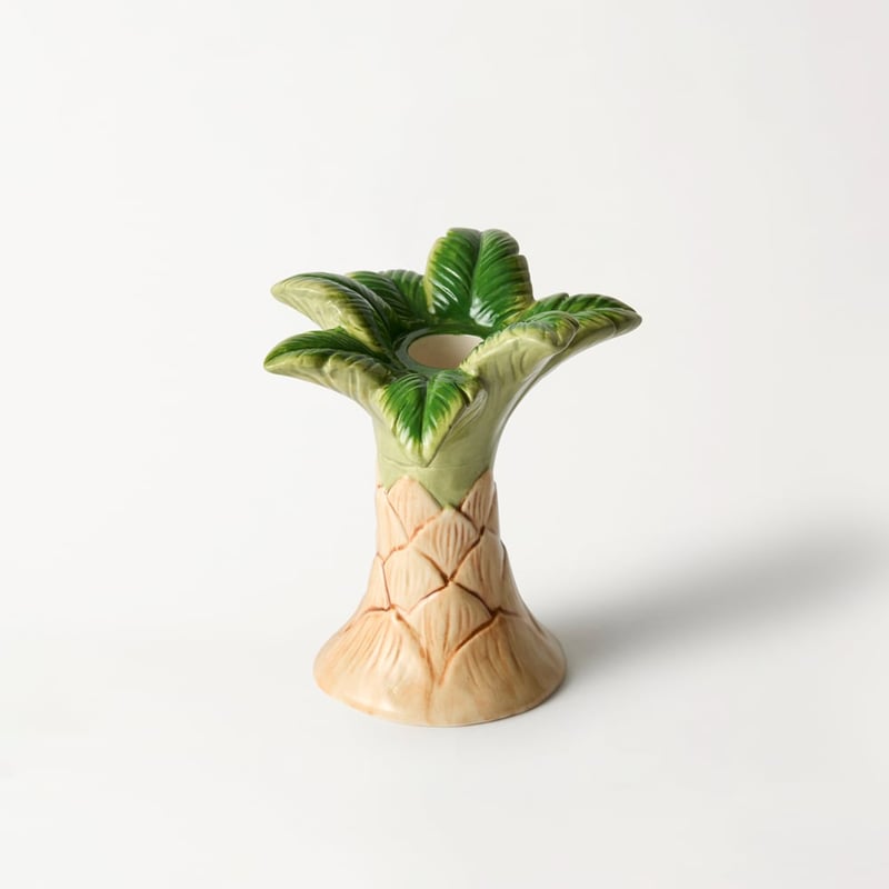 Palm Ceramic Multi Color Short Candleholders