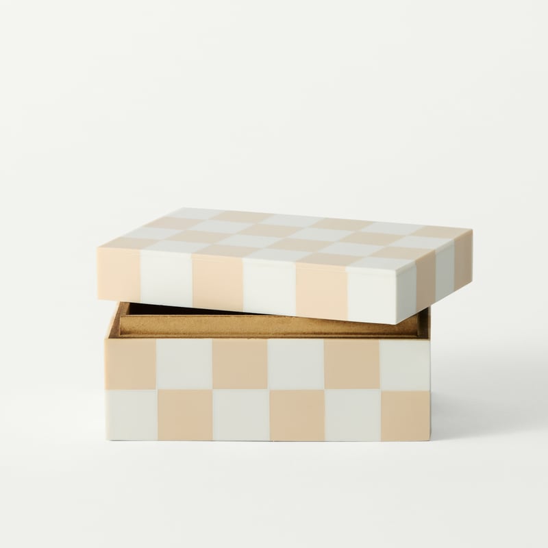 Checkers Natural & White Trinket Box