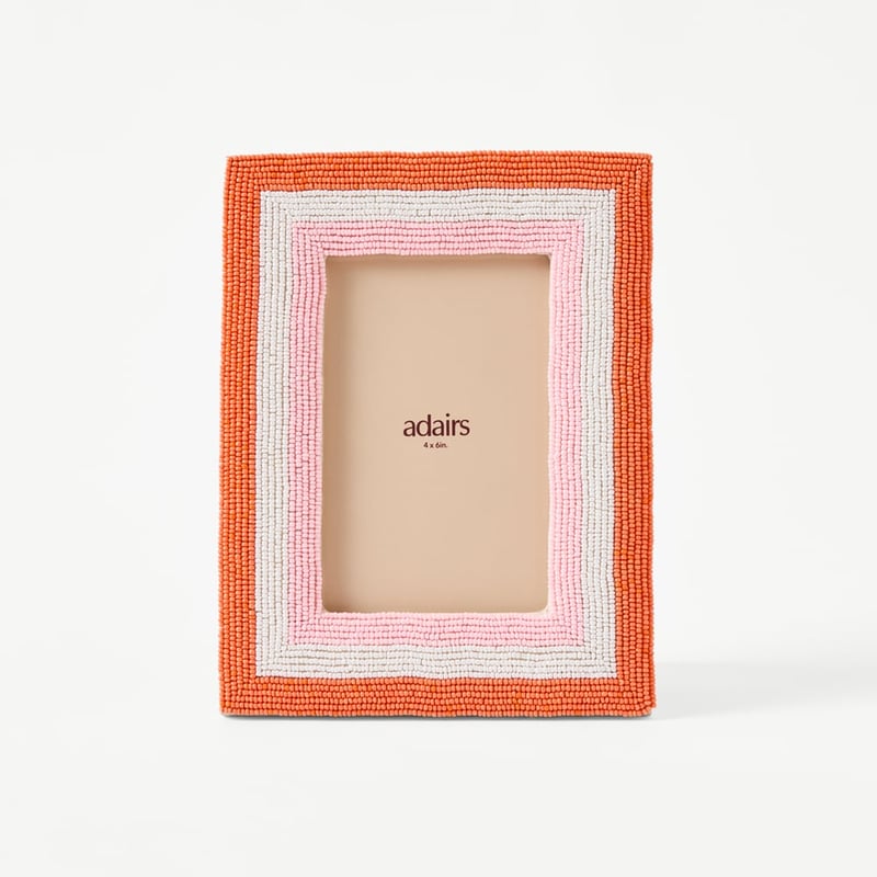 Amalfi Orange, Pink & White Beaded Portrait Frame