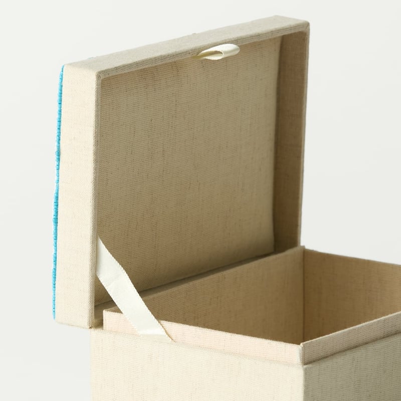 Amalfi Blue & White Stripe Beaded Trinket Box