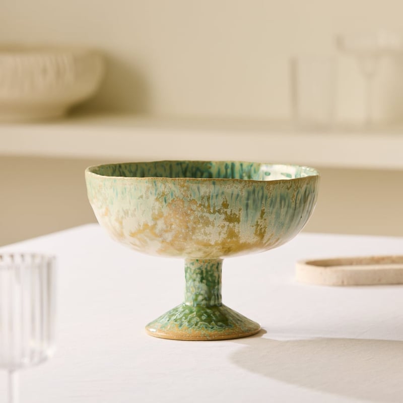 Atlantis Green Pedestal Bowl