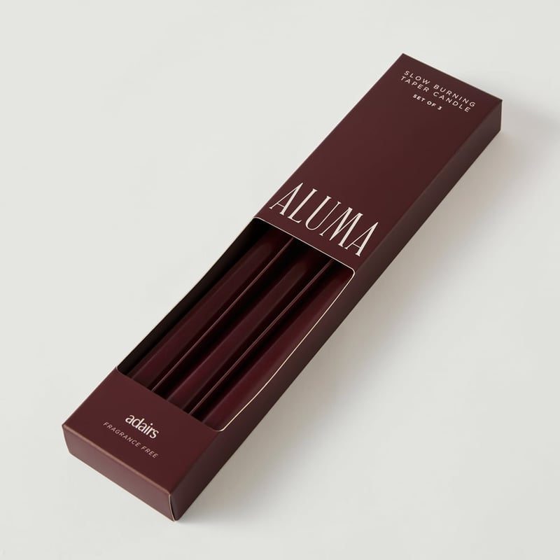 Aluma Burgundy Taper Candles Pack of 3