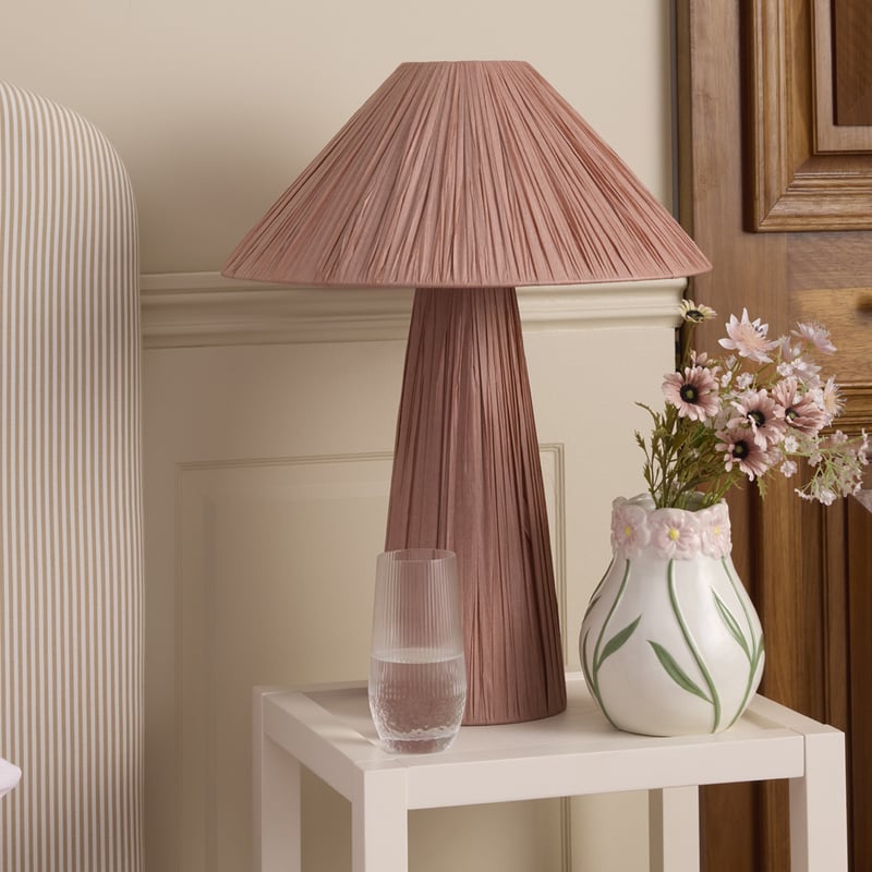 Paper Raffia Dusty Rose Table Light