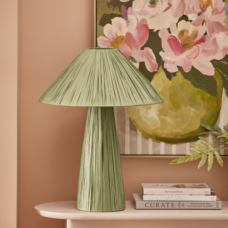 Paper Raffia Sage Table Light