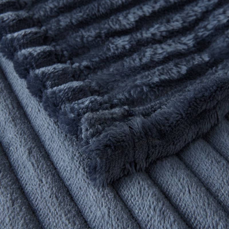 Evan Navy Ribbed Blanket
