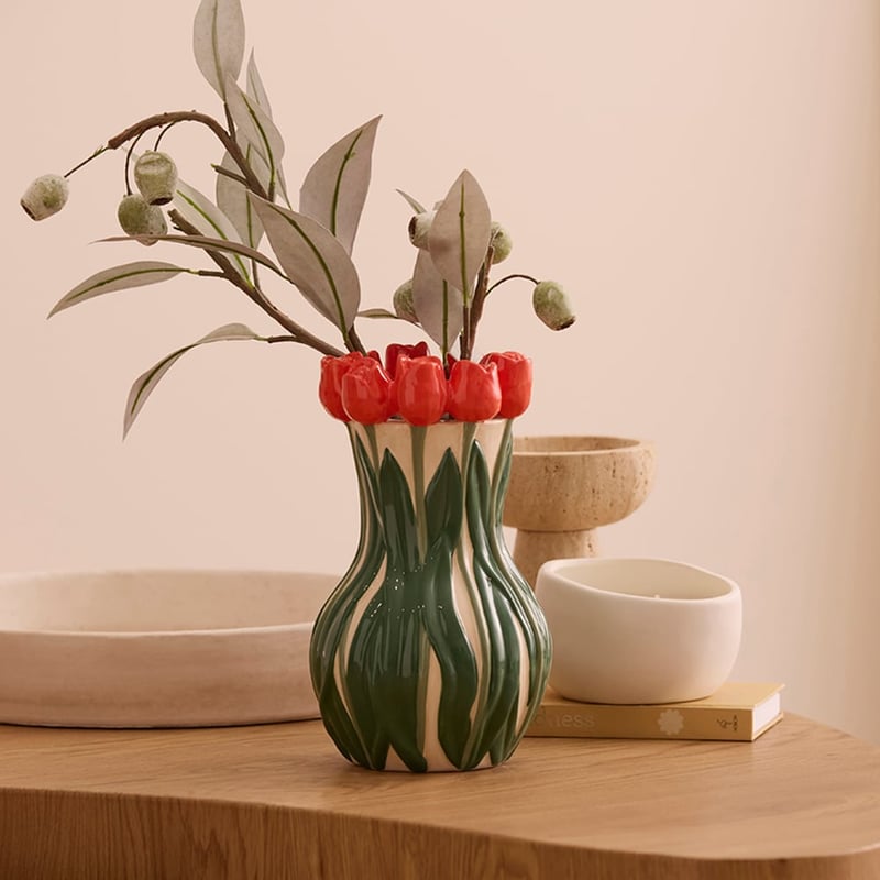 Vintage Red Roses Vase