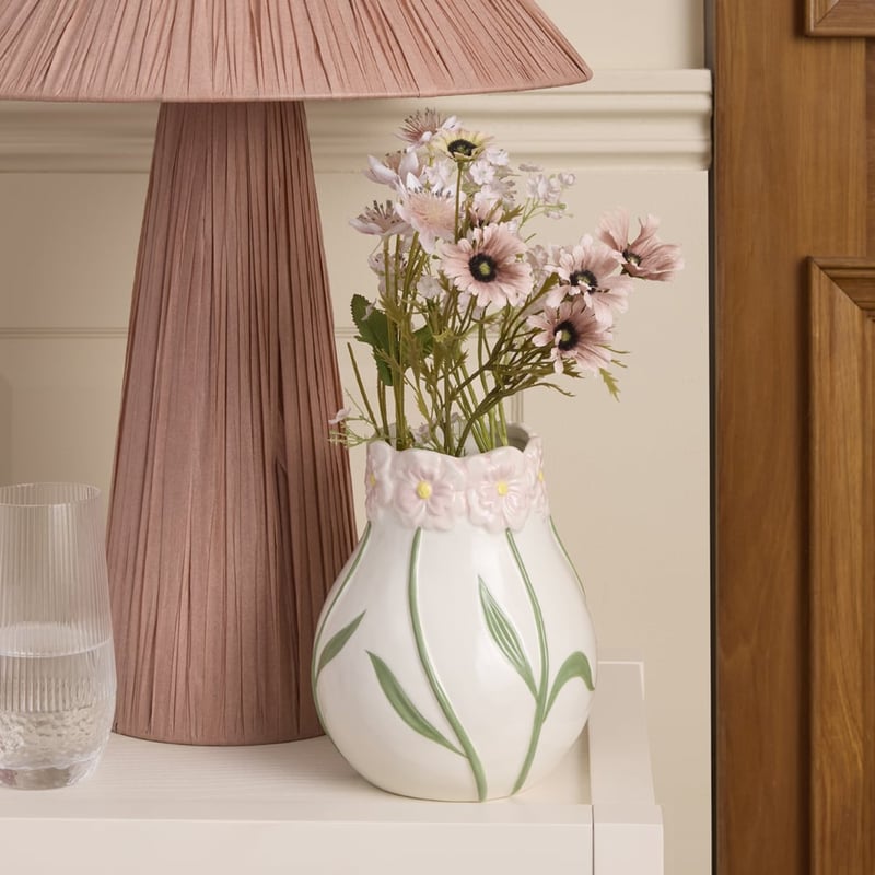 Garden Pink & Green Short Round Vase