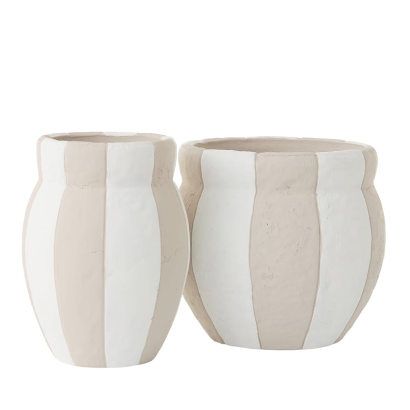 Capri Tall White & Taupe Pot