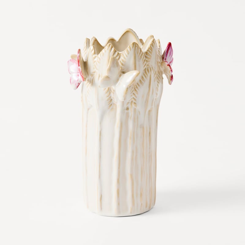 Butterfly White & Pink Vase