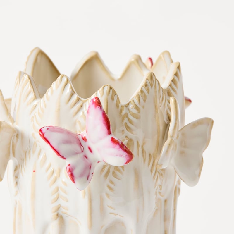 Butterfly White & Pink Vase
