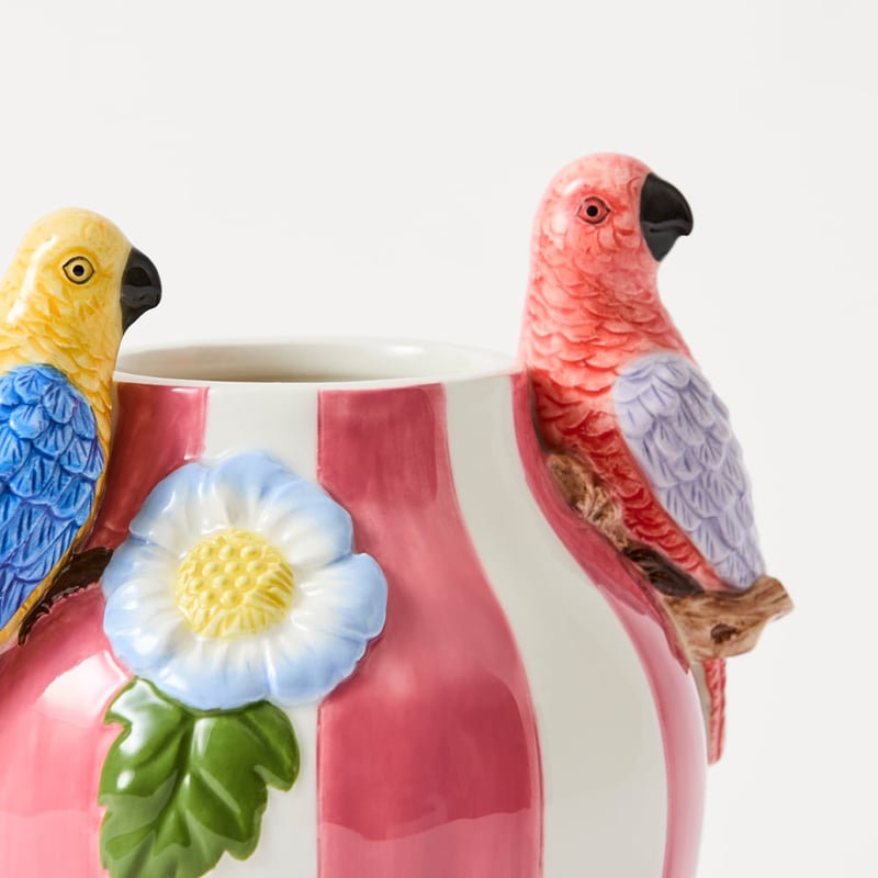 Summer Parrot Pink & White Short Vase