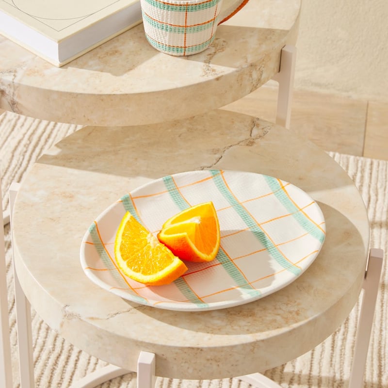 Edie Teal Check Large Platter