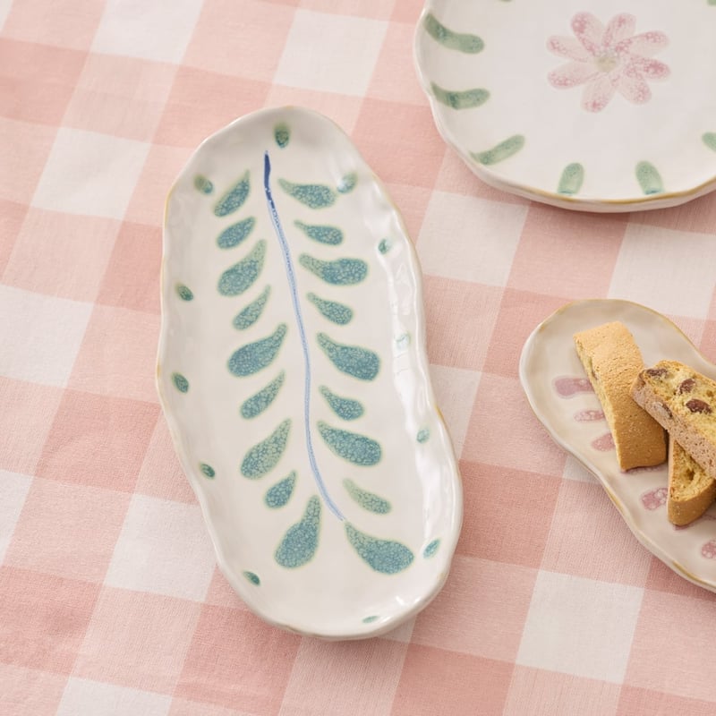 Flower Fields Green Vine Oval Serving Plate