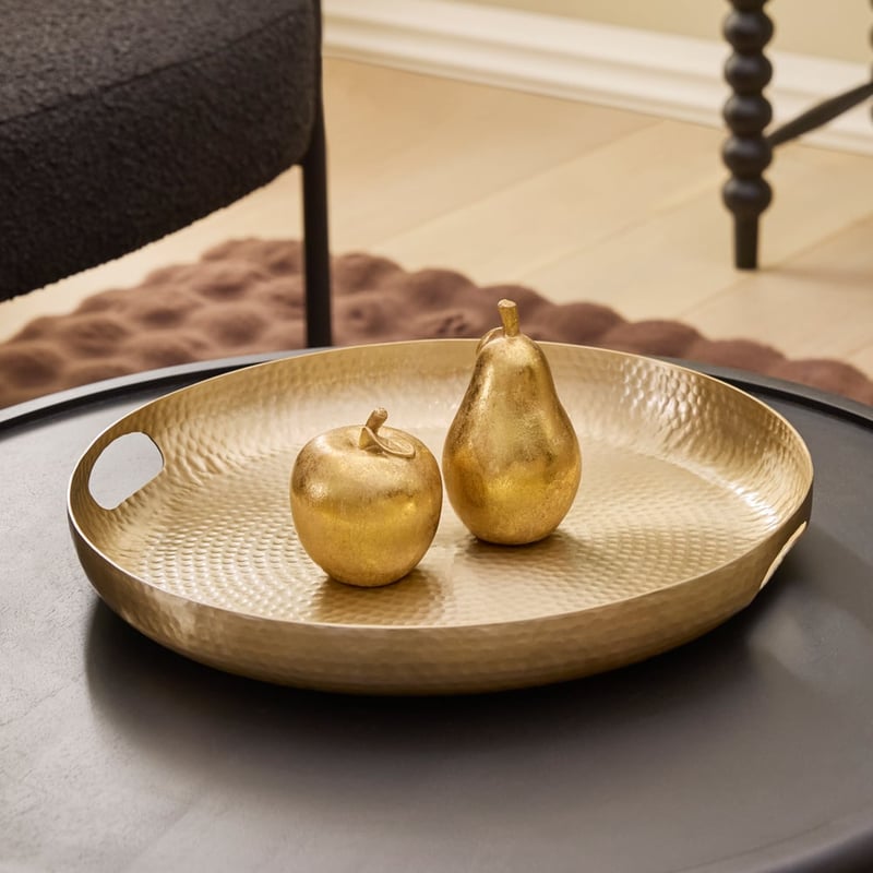 Gold Metal Round Tray	
