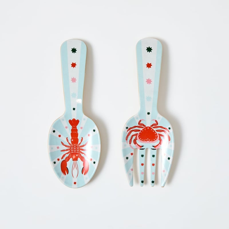 La Mer Coastal Crab Lobster Melamine Salad Servers