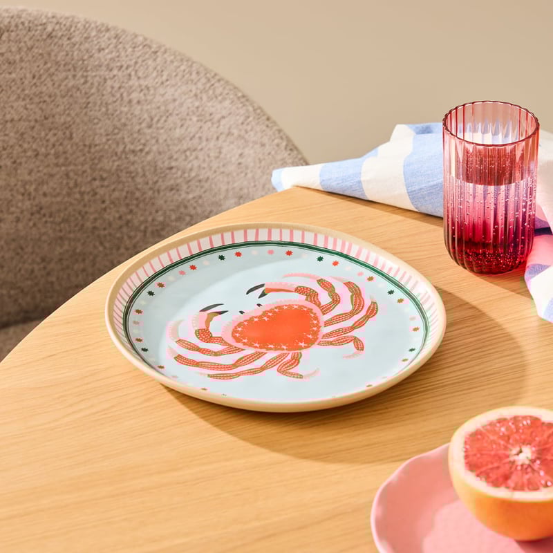 La Mer Coastal Crab Melamine Dinner Plate