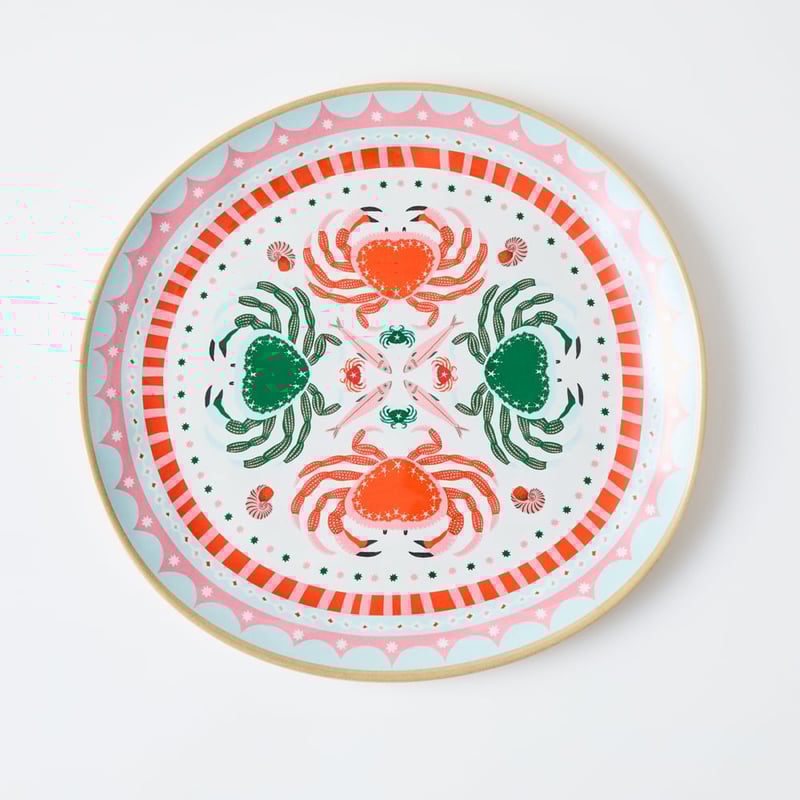 La Mer Coastal Crab Melamine Round Platter