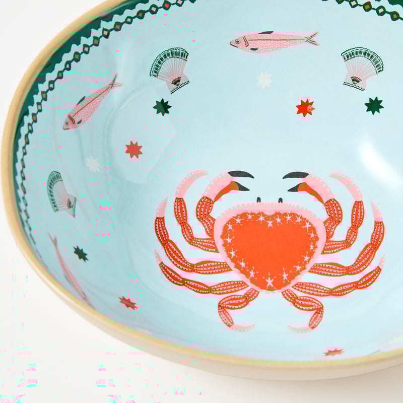La Mer Coastal Crab Melamine Salad Bowl