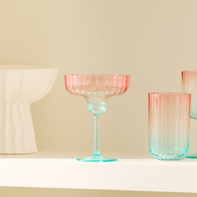 Positano Blue & Pink Cocktail Drinkware