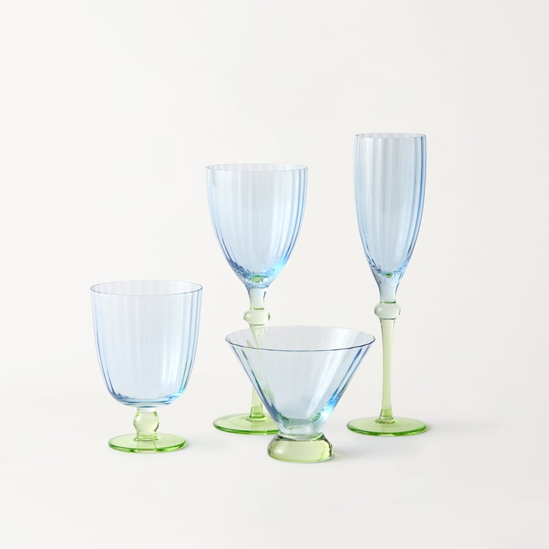 Carlita Drinkware Blue & Green Champagne Flute Pack of 2