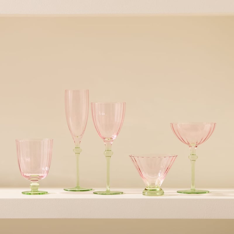 Carlita Drinkware Pink & Green Cocktail Glass Pack of 2