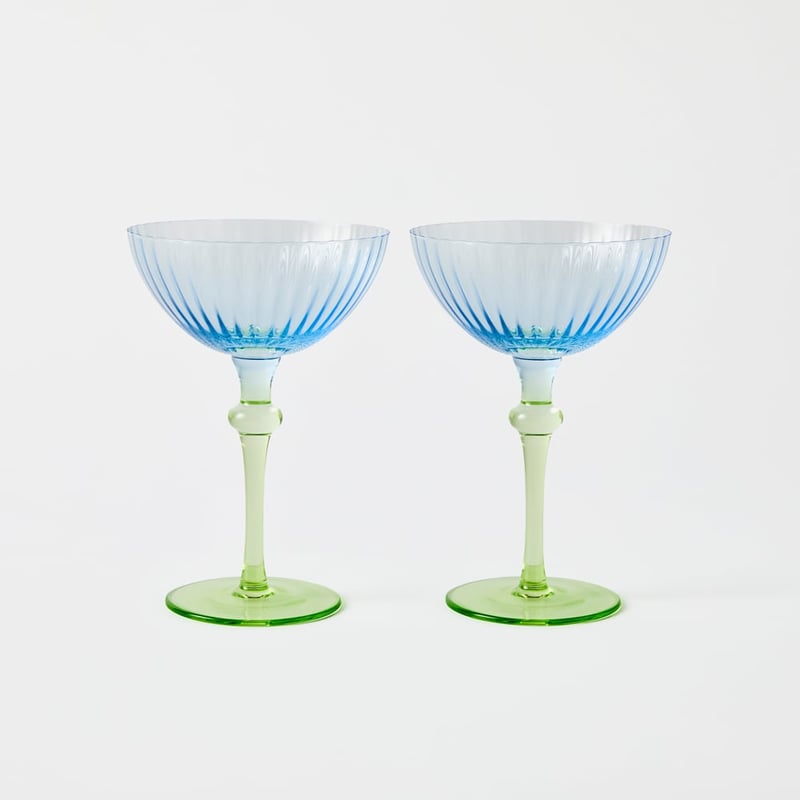 Carlita Drinkware Blue & Green Cocktail Glass Pack of 2