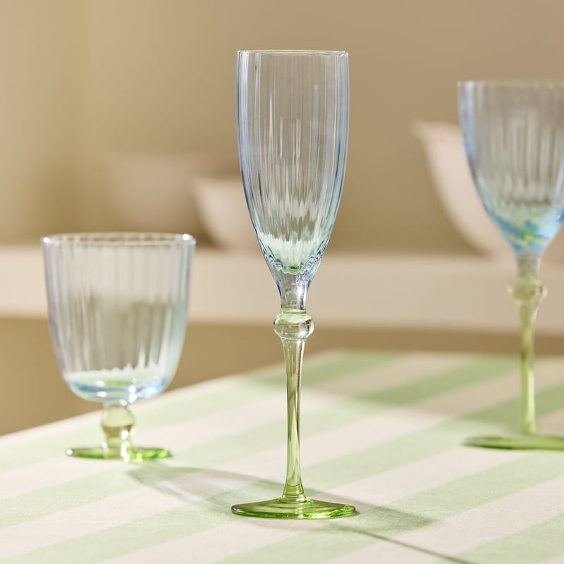 Carlita Drinkware Blue & Green Champagne Flute Pack of 2