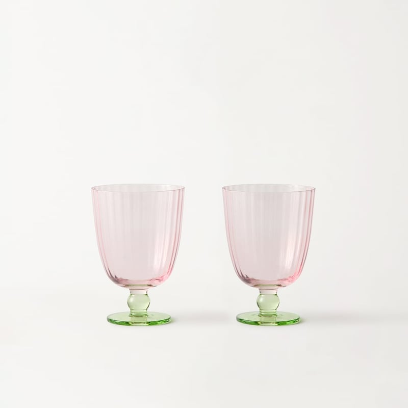 Carlita Drinkware Pink & Green Goblet Pack of 2