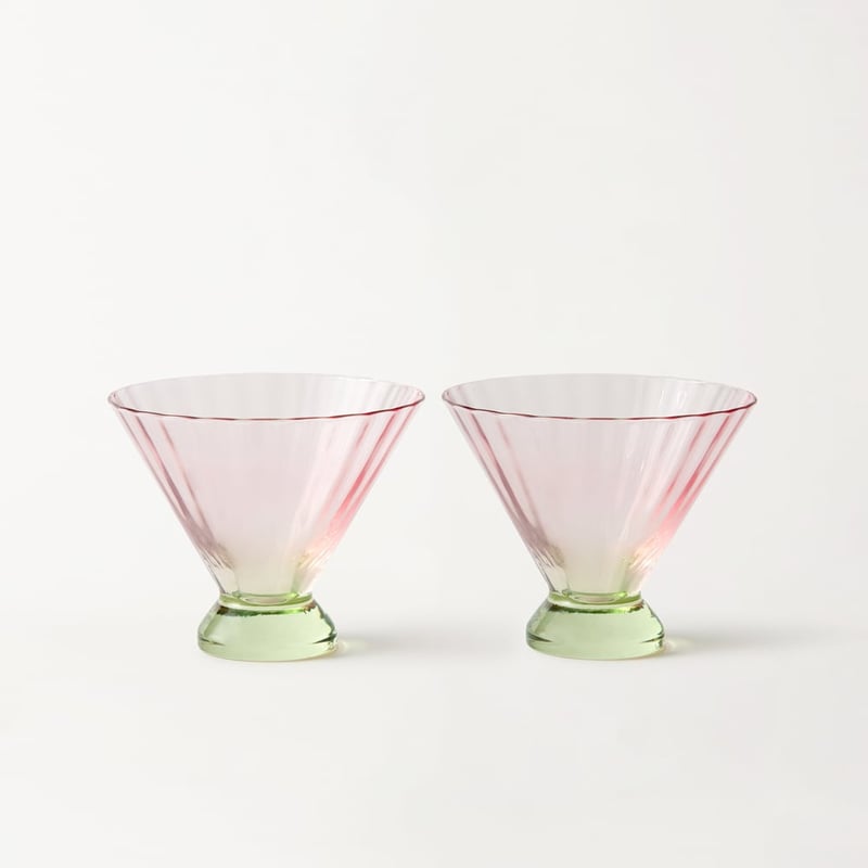 Carlita Drinkware Pink & Green Martini Glass Pack of 2