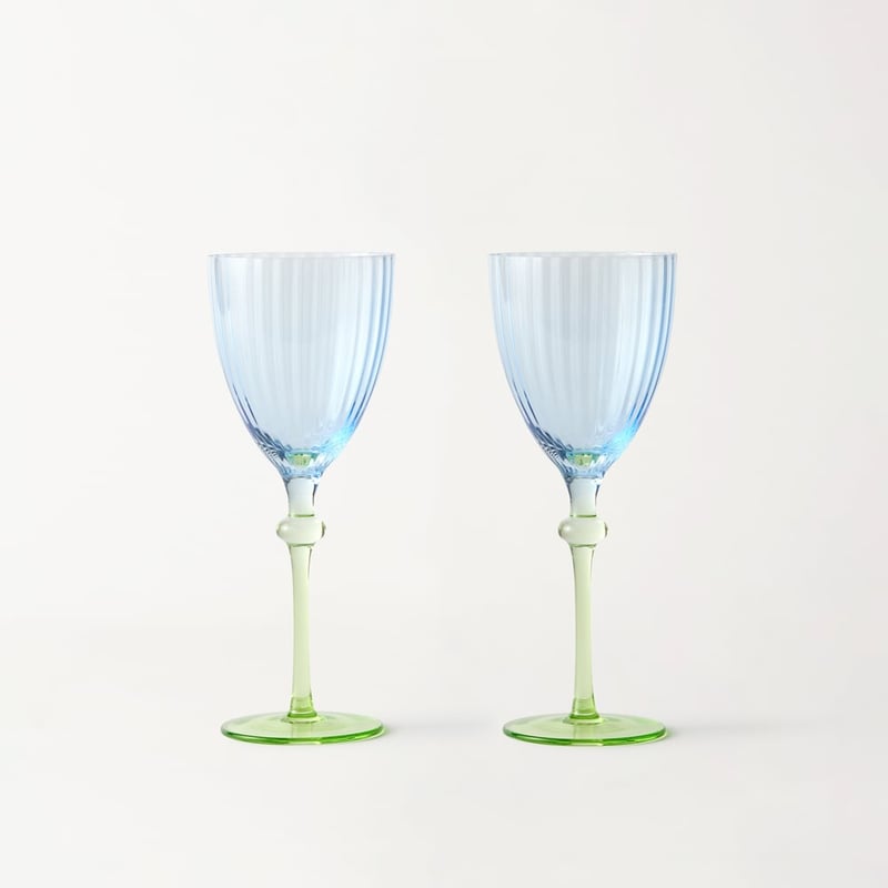 Carlita Drinkware Blue & Green Wine Glass Pack of 2