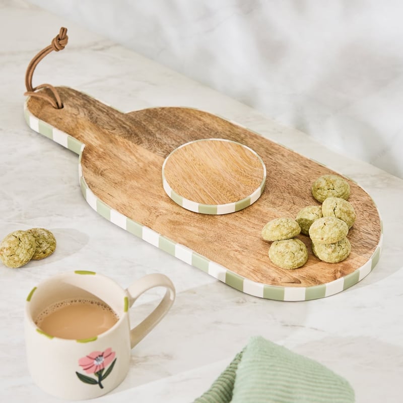 Umbria Green & White Timber Serving Board