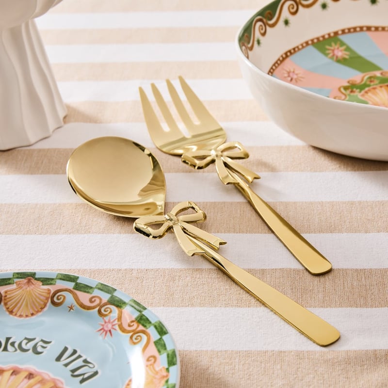 Bow Gold Salad Servers Set of 2