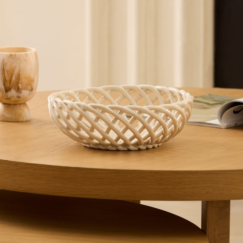 Lattice Beige Large Bowl