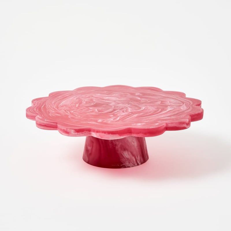 Calypso Resin Matte Raspberry Scalloped Footed Stand