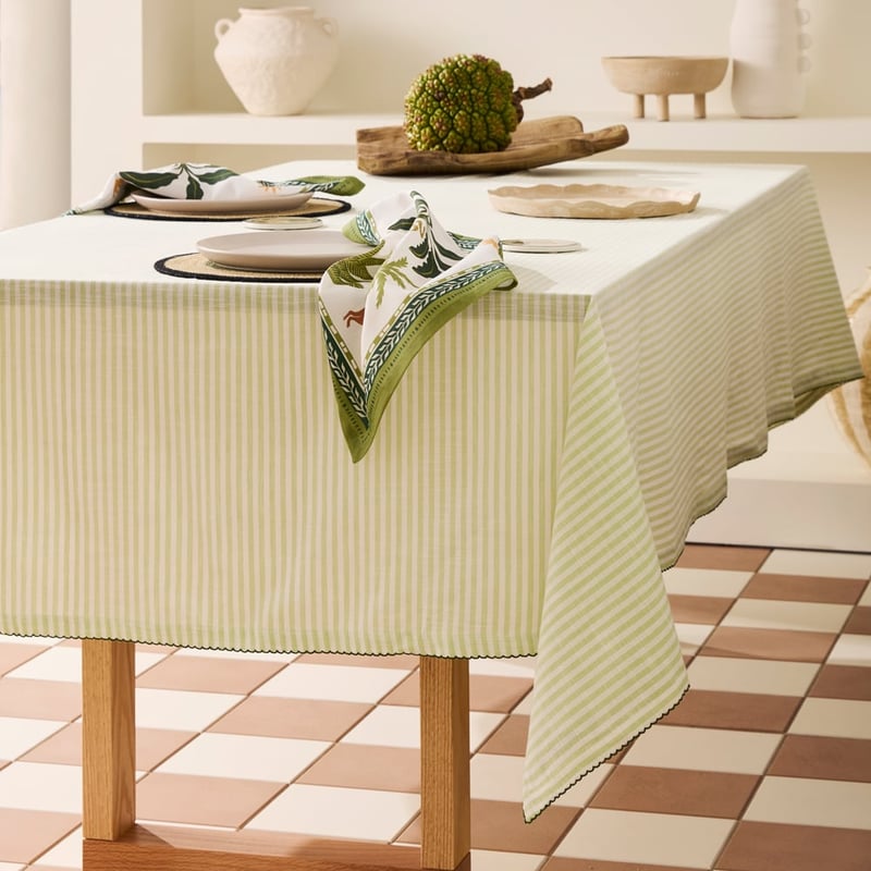 Seville Stripe Lemongrass Tablecloth