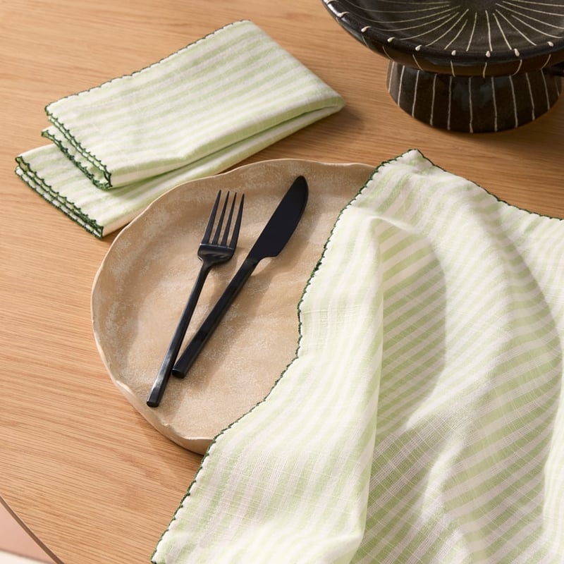 Seville Stripe Lemongrass Napkins Pack of 2