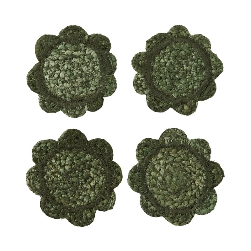 Siena Green Scalloped Jute Coasters Pack of 4