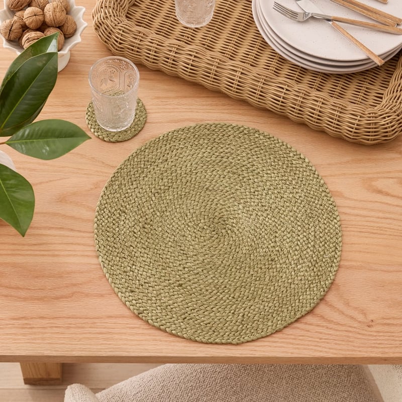 Siena Olive Jute Round Placemat Pack of 2