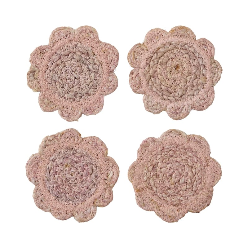 Siena Dusty Pink Scalloped Jute Coasters Pack of 4