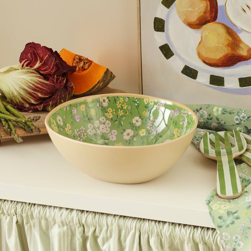 Garden House Green Floral Salad Bowl