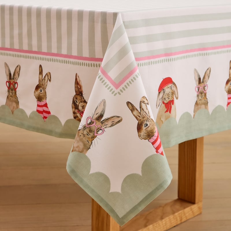 Bunny Friends Green Tablecloth