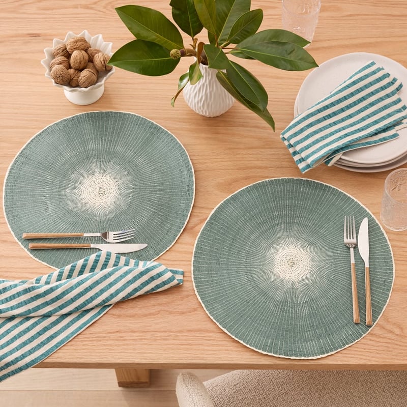 Orla Deep Teal Woven Placemat Pack of 2