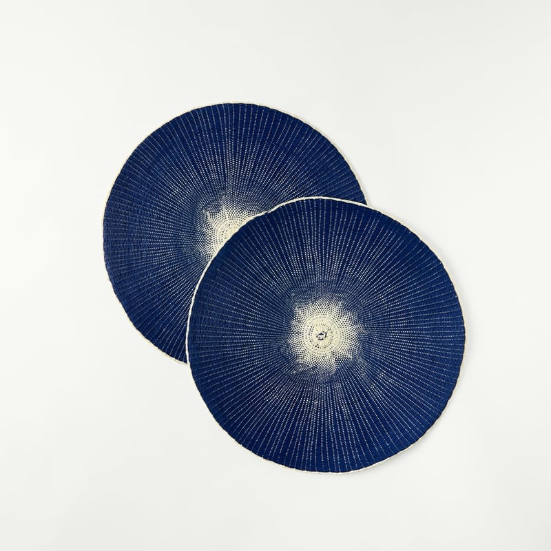 Orla Marine Blue Woven Placemat Pack of 2